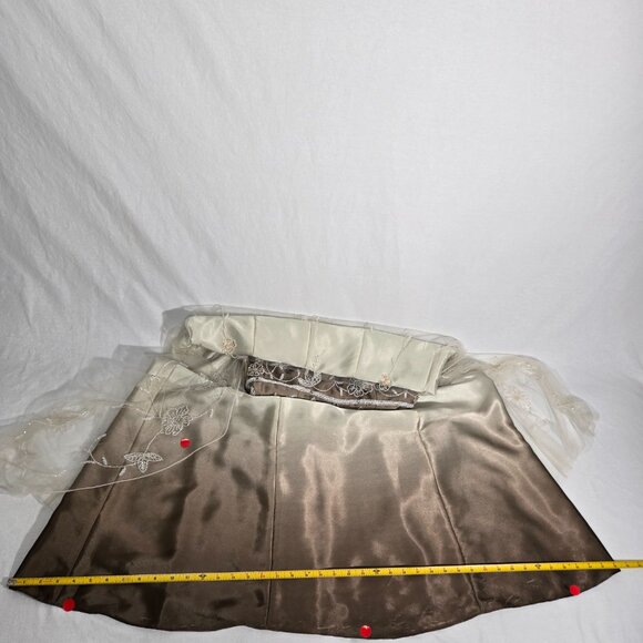 Vintage CACHE 90 Brown-Green Ombré Babydoll Front Split Flowy Formal Gown Size 6 - Picture 17 of 17